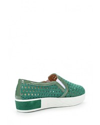 Женские зеленые кожаные слипоны от Palazzo D'oro