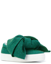 Женские зеленые кожаные слипоны от Joshua Sanders