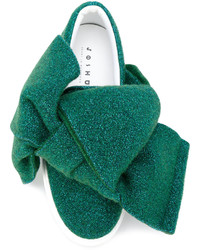 Женские зеленые кожаные слипоны от Joshua Sanders