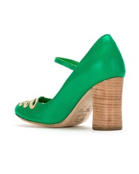 Зеленые кожаные туфли с вырезом от Sarah Chofakian