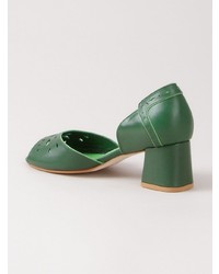 Зеленые кожаные туфли с вырезом от Sarah Chofakian