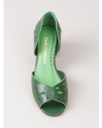 Зеленые кожаные туфли с вырезом от Sarah Chofakian