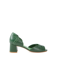 Зеленые кожаные туфли с вырезом от Sarah Chofakian