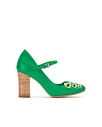 Зеленые кожаные туфли с вырезом от Sarah Chofakian