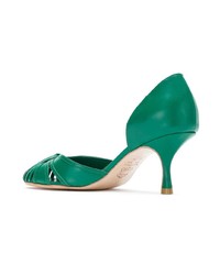 Зеленые кожаные туфли с вырезом от Sarah Chofakian