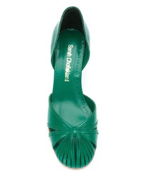 Зеленые кожаные туфли с вырезом от Sarah Chofakian