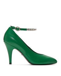 Зеленые кожаные туфли с украшением от Gucci