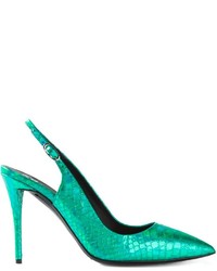 Зеленые кожаные туфли от Giuseppe Zanotti