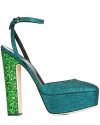 Зеленые кожаные туфли от Sergio Rossi