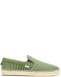 Зеленые кожаные эспадрильи с принтом