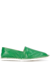 Мужские зеленые кожаные эспадрильи от Casadei