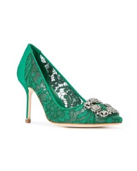 Зеленые кружевные туфли от Manolo Blahnik