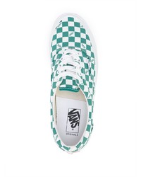 Мужские зеленые низкие кеды из плотной ткани в клетку от Vans