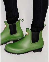 Зеленые резиновые ботинки челси