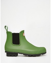 Мужские зеленые резиновые ботинки челси от Hunter