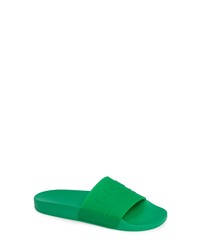 Зеленые резиновые сандалии на плоской подошве