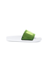 Зеленые сандалии на плоской подошве от MSGM