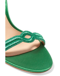 Женские зеленые сатиновые босоножки от Gianvito Rossi