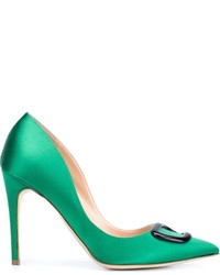Зеленые сатиновые туфли