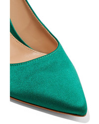 Зеленые сатиновые туфли от Gianvito Rossi