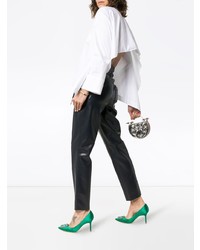 Зеленые сатиновые туфли от Manolo Blahnik