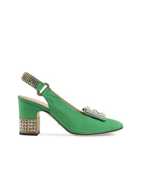 Зеленые сатиновые туфли от Gucci