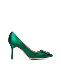 Зеленые сатиновые туфли от Manolo Blahnik