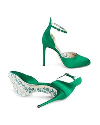 Зеленые сатиновые туфли от Gucci