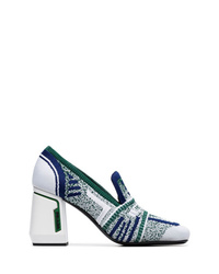 Зеленые туфли из плотной ткани с принтом от Prada