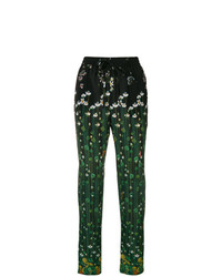 Зеленые узкие брюки с цветочным принтом от RED Valentino