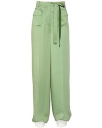 Зеленые шелковые брюки
