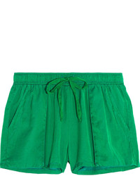Зеленые шелковые шорты