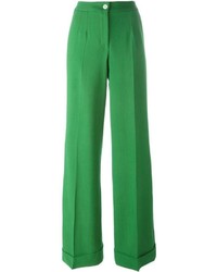 Зеленые шерстяные брюки-клеш
