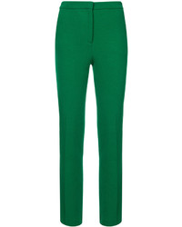 Зеленые шерстяные узкие брюки от Oscar de la Renta