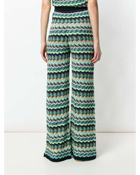 Зеленые широкие брюки с принтом от M Missoni