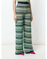 Зеленые широкие брюки с принтом от M Missoni
