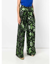 Зеленые широкие брюки с принтом от Christian Pellizzari