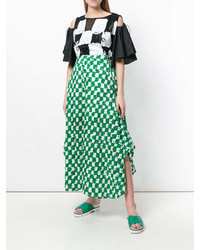 Зеленые широкие брюки с принтом от Tsumori Chisato