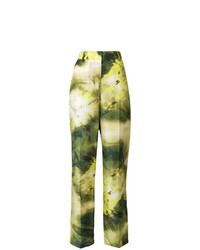Зеленые широкие брюки с принтом от MSGM