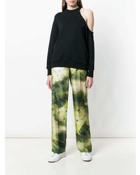 Зеленые широкие брюки с принтом от MSGM