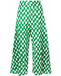 Зеленые широкие брюки с принтом от Tsumori Chisato
