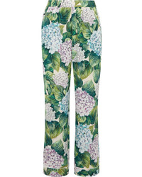 Зеленые широкие брюки с цветочным принтом