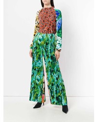 Зеленые широкие брюки с цветочным принтом от Richard Quinn