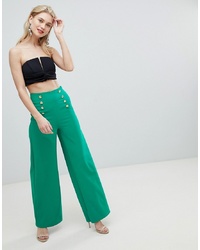 Зеленые широкие брюки от Flounce London