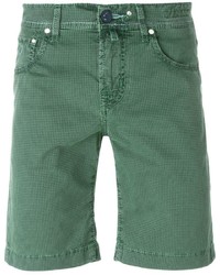 Мужские зеленые шорты с узором "гусиные лапки" от Jacob Cohen