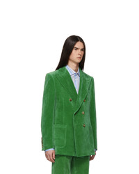 Мужской зеленый бархатный двубортный пиджак от Gucci