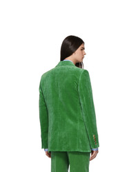 Мужской зеленый бархатный двубортный пиджак от Gucci