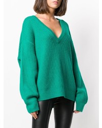 Зеленый вязаный свободный свитер от IRO