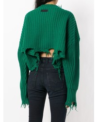 Зеленый вязаный свободный свитер от Diesel