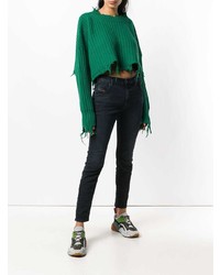 Зеленый вязаный свободный свитер от Diesel